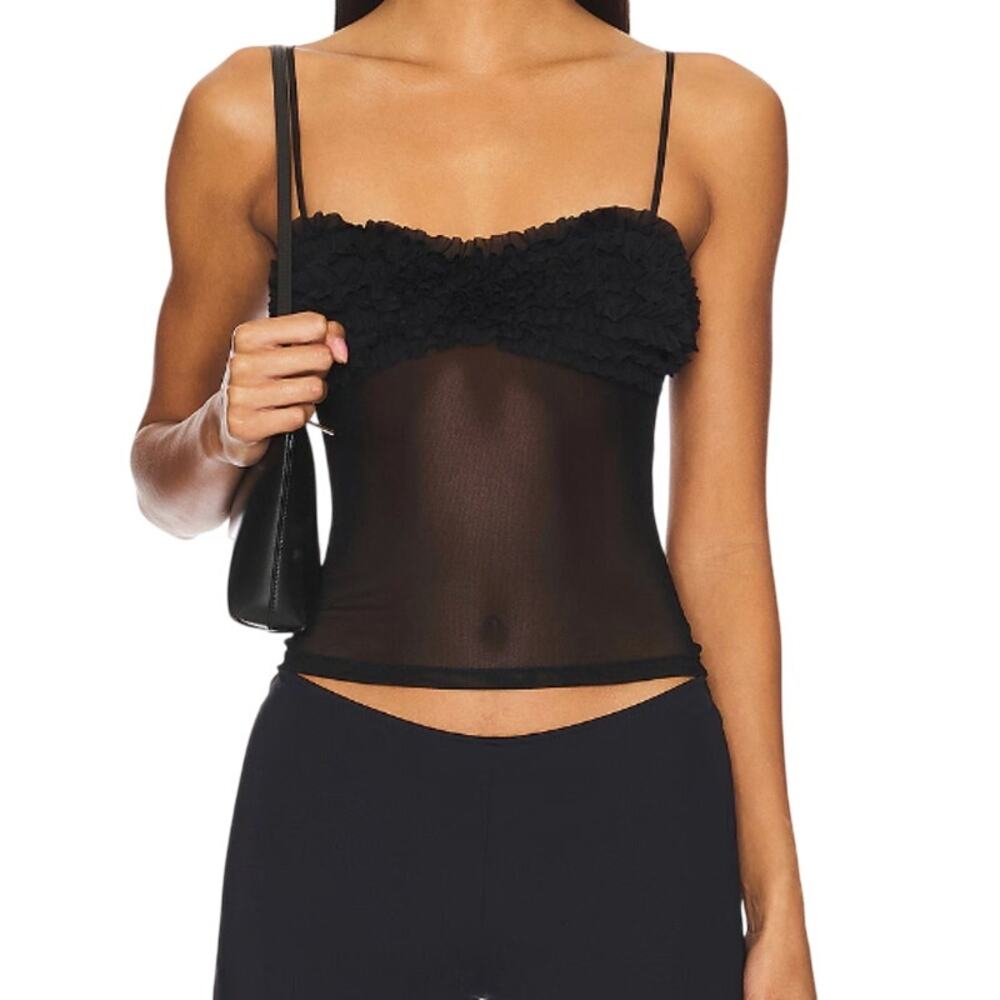 MORE TO COME Carmine Cami Top in Black, Size S